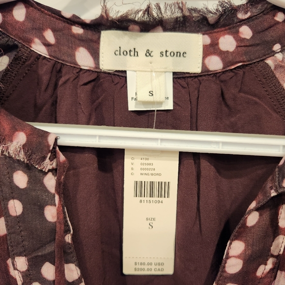 Anthropologie Cloth & Stone Printed Midi Dress, Wine, Size US S - Picture 13 of 13